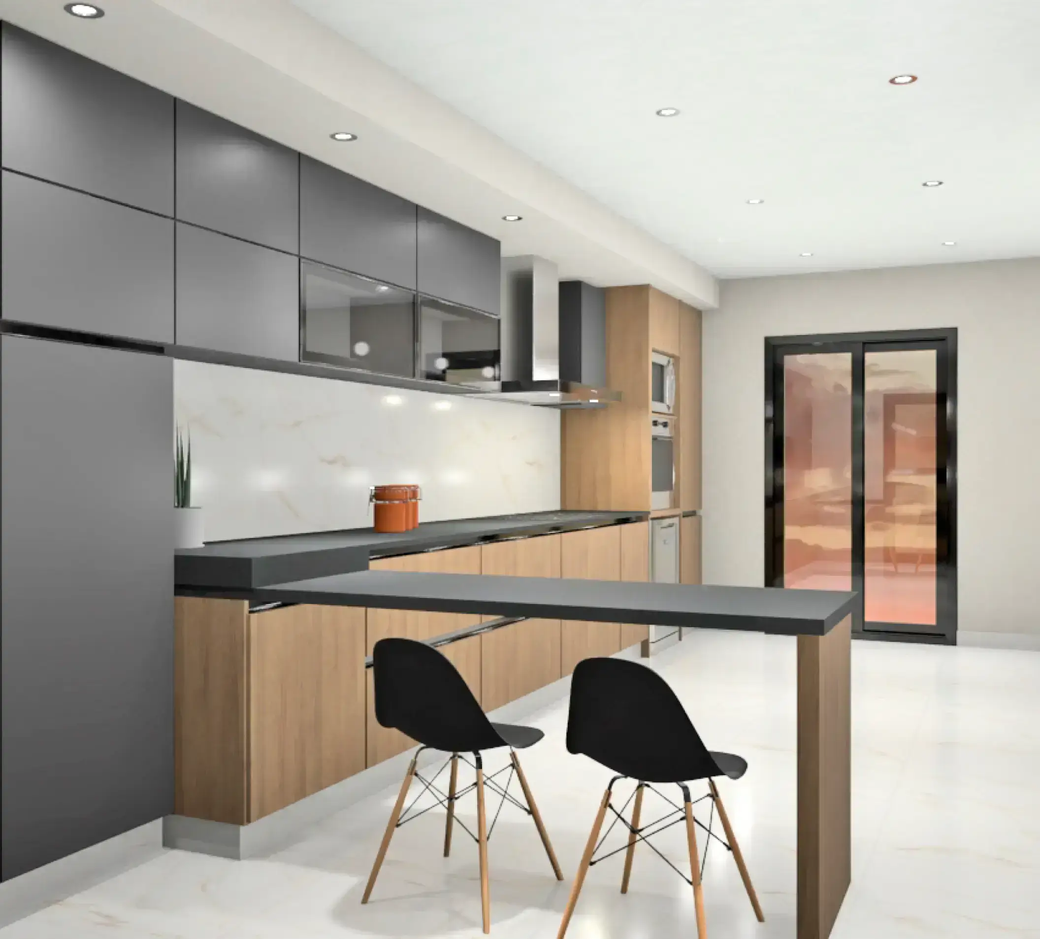 Imagen renderizada de mobiliario para cocina